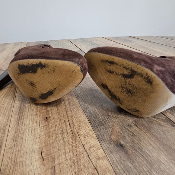 Enzo Angliolini Brown Suede Leather Strappy Buckle Detail Chunky Heel Shoes 6 - Picture 14 of 16